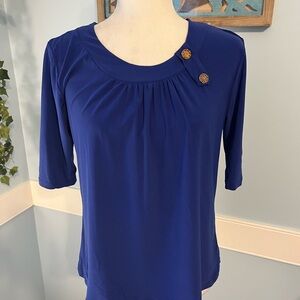 Jason Maxwell Royal Blue Blouse with Button Accents